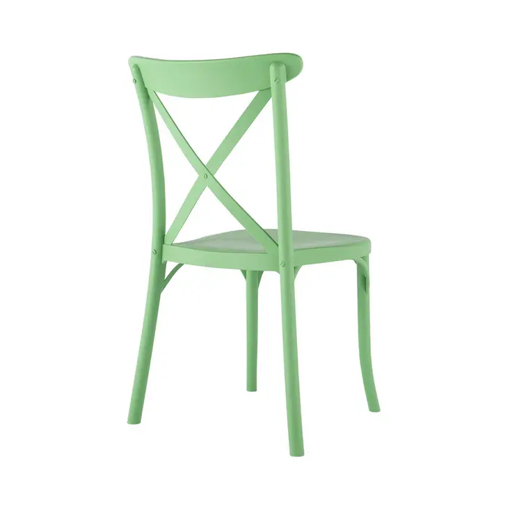 Set of Four 21" Green Heavy Duty Plastic Outdoor Stacking Dining Chairs