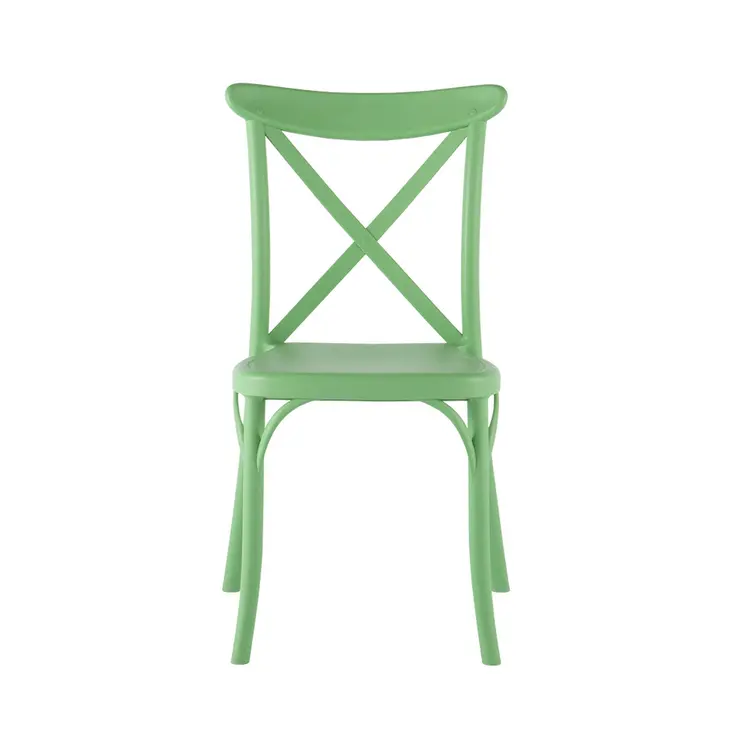 Set of Four 21" Green Heavy Duty Plastic Outdoor Stacking Dining Chairs