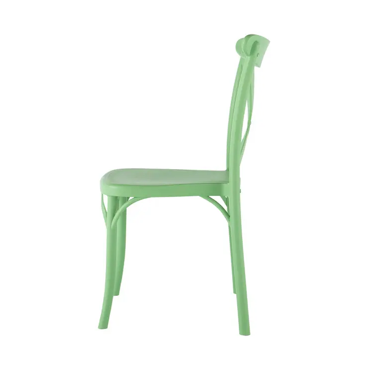 Set of Four 21" Green Heavy Duty Plastic Outdoor Stacking Dining Chairs