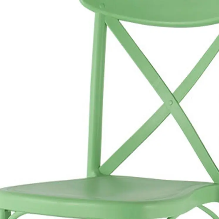Set of Four 21" Green Heavy Duty Plastic Outdoor Stacking Dining Chairs
