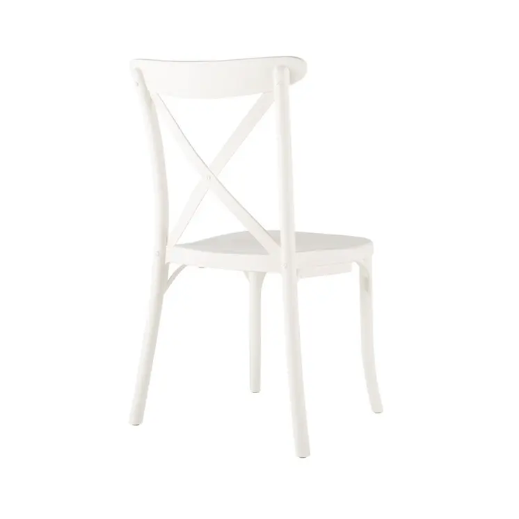 Set of Four 21" White Heavy Duty Plastic Outdoor Stacking Dining Chairs