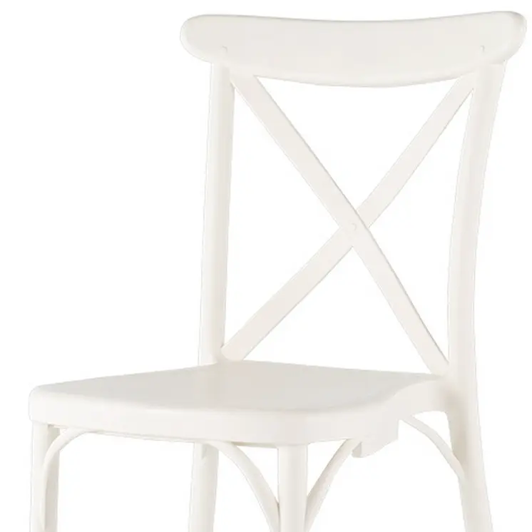 Set of Four 21" White Heavy Duty Plastic Outdoor Stacking Dining Chairs