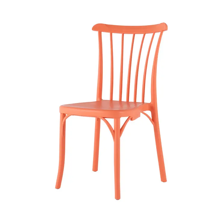 Set of Four 22" Salmon Heavy Duty Plastic Outdoor Stacking Dining Chairs