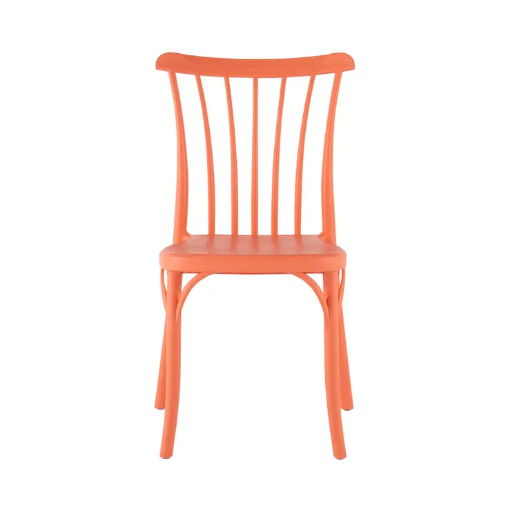 Set of Four 22" Salmon Heavy Duty Plastic Outdoor Stacking Dining Chairs