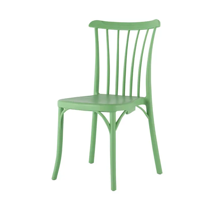 Set of Four 22" Green Heavy Duty Plastic Outdoor Stacking Dining Chairs