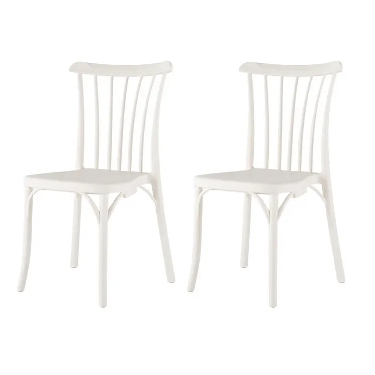 Set of Four 22" White Heavy Duty Plastic Outdoor Stacking Dining Chairs