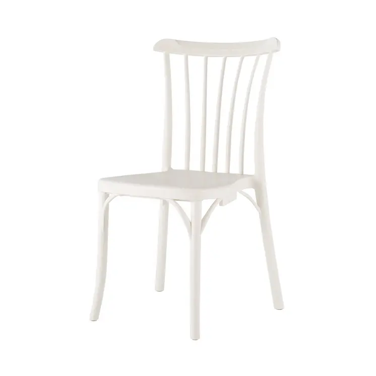 Set of Four 22" White Heavy Duty Plastic Outdoor Stacking Dining Chairs