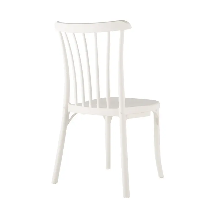 Set of Four 22" White Heavy Duty Plastic Outdoor Stacking Dining Chairs