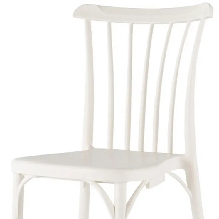 Set of Four 22" White Heavy Duty Plastic Outdoor Stacking Dining Chairs