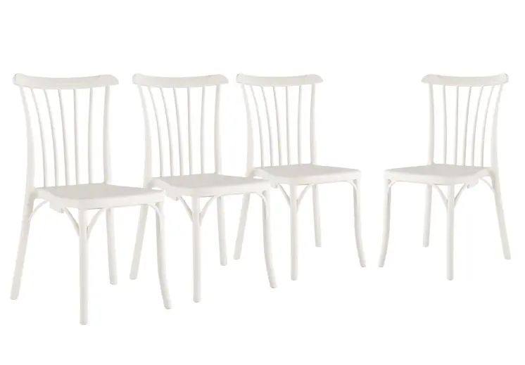 Set of Four 22" White Heavy Duty Plastic Outdoor Stacking Dining Chairs