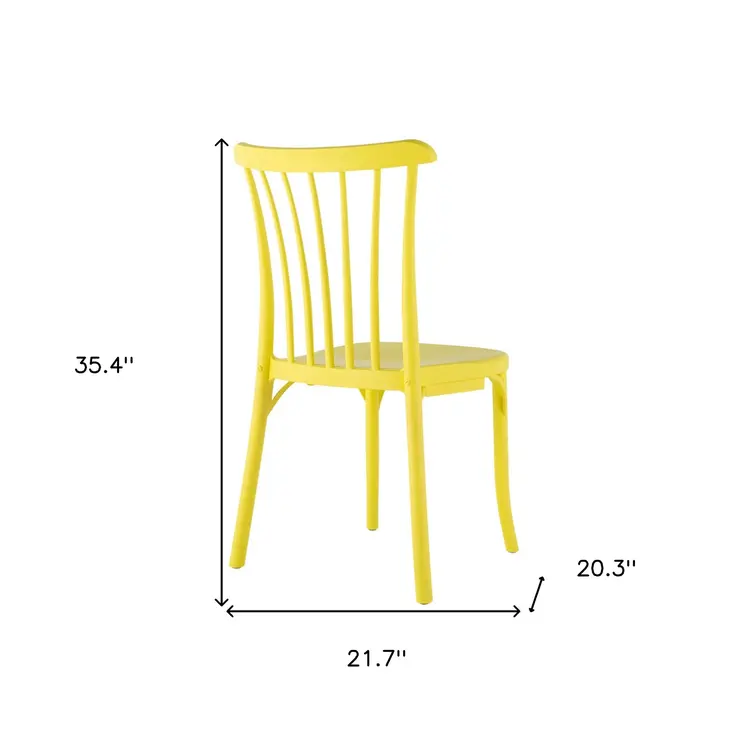Set of Four 22" Yellow Heavy Duty Plastic Outdoor Stacking Dining Chairs