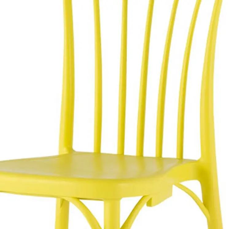 Set of Four 22" Yellow Heavy Duty Plastic Outdoor Stacking Dining Chairs