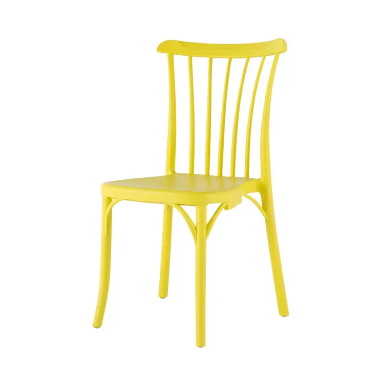 Set of Four 22" Yellow Heavy Duty Plastic Outdoor Stacking Dining Chairs