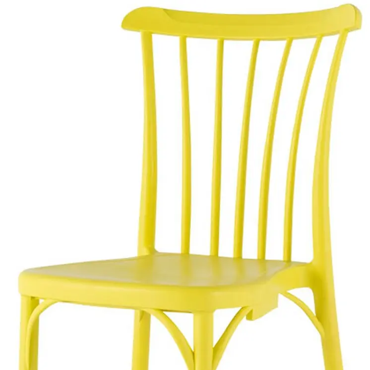 Set of Four 22" Yellow Heavy Duty Plastic Outdoor Stacking Dining Chairs