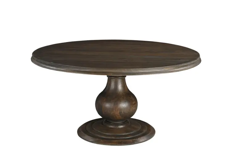 60" Brown Solid Wood Pedestal Base Round Top Dining Table