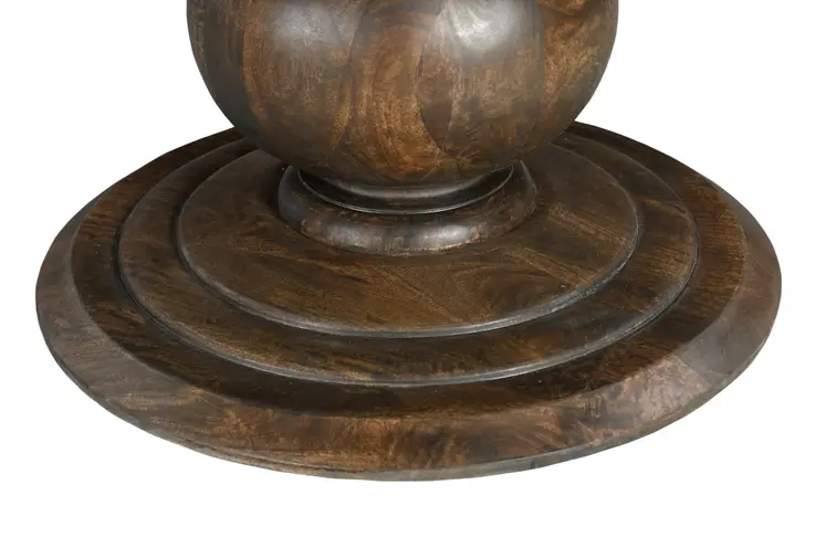 60" Brown Solid Wood Pedestal Base Round Top Dining Table
