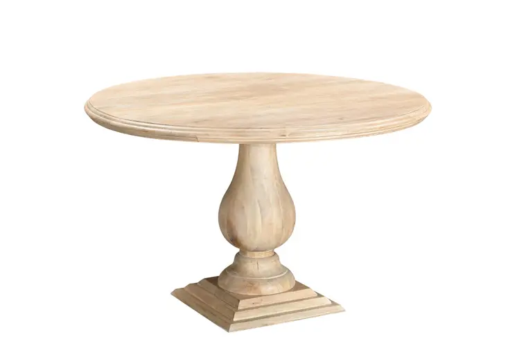 48" Natural Solid Wood Pedestal Base Round Top Dining Table