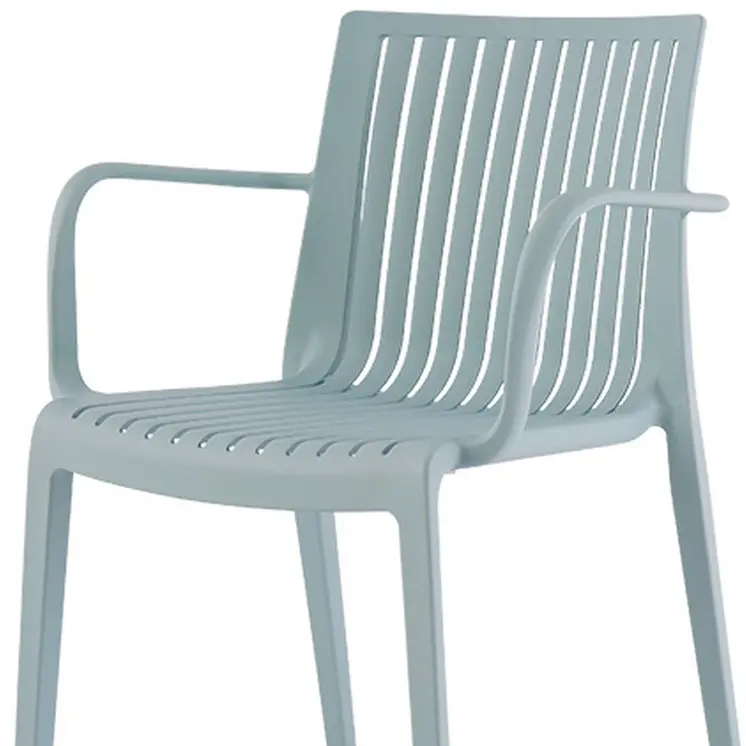 Set of Four 22" Baby Blue Heavy Duty Plastic Outdoor Stacking Arm Chairs