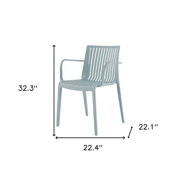 Set of Four 22" Baby Blue Heavy Duty Plastic Outdoor Stacking Arm Chairs