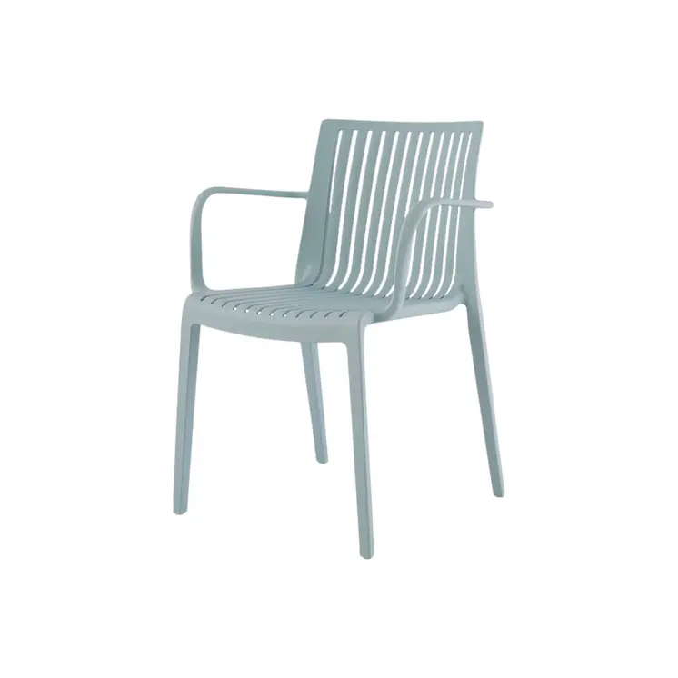 Set of Four 22" Baby Blue Heavy Duty Plastic Outdoor Stacking Arm Chairs