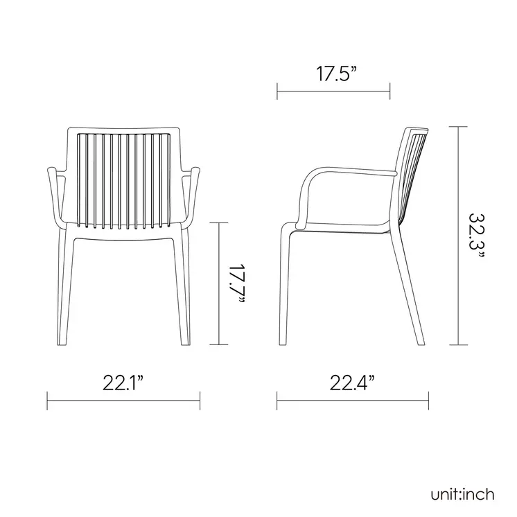 Set of Four 22" Taupe Heavy Duty Plastic Outdoor Stacking Arm Chairs