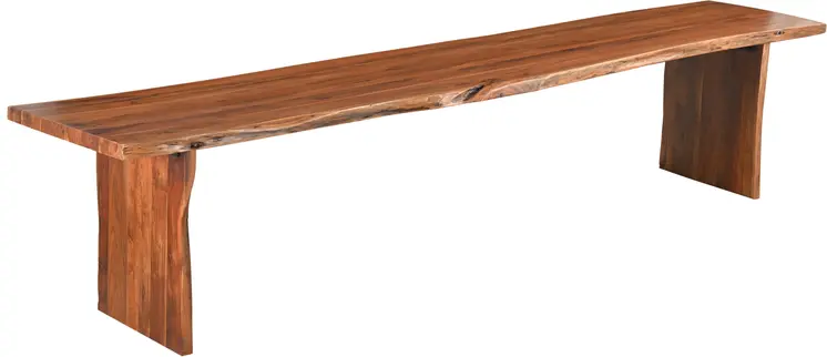 60" Brown Solid Wood Live Edge Dining Bench