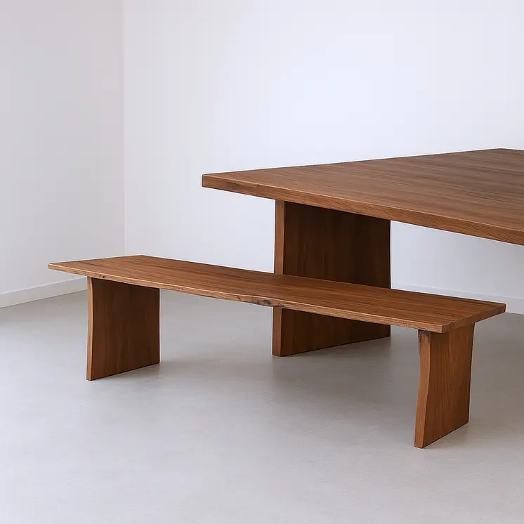 60" Brown Solid Wood Live Edge Dining Bench