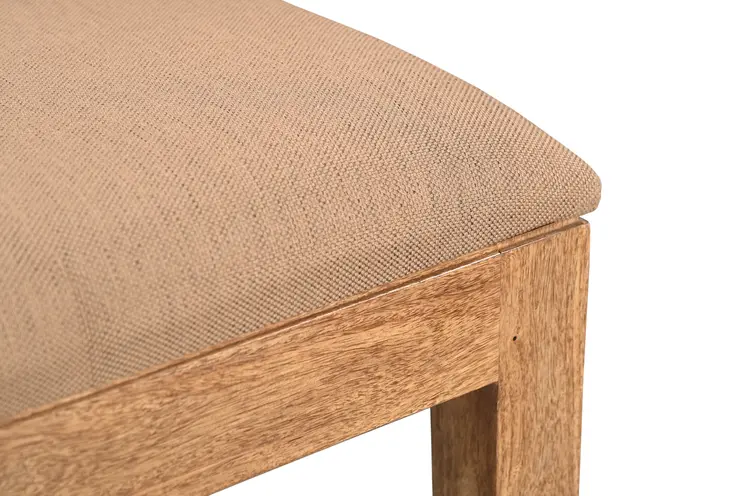 Set of Two Brown Fabric And Wood Ladder Back Dining Side Chairs