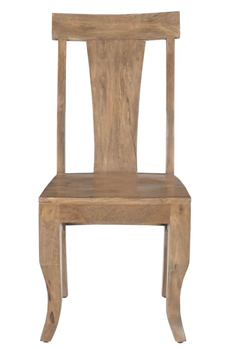 Set of Two Brown Solid Wood Slat Back Dining Side Chairs