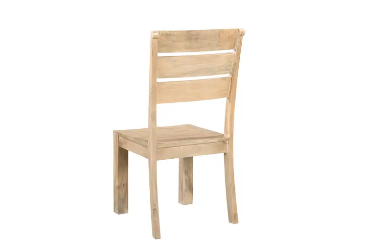 Set of Two Beige Solid Wood Ladder Back Dining Side Chairs