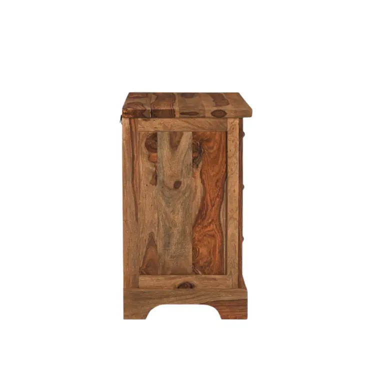 27" Brown Solid Wood Live Edge Three Drawer Nightstand