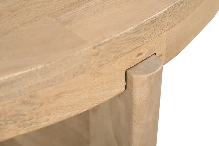 36" Natural Solid Wood Round Cross Legs Coffee Table