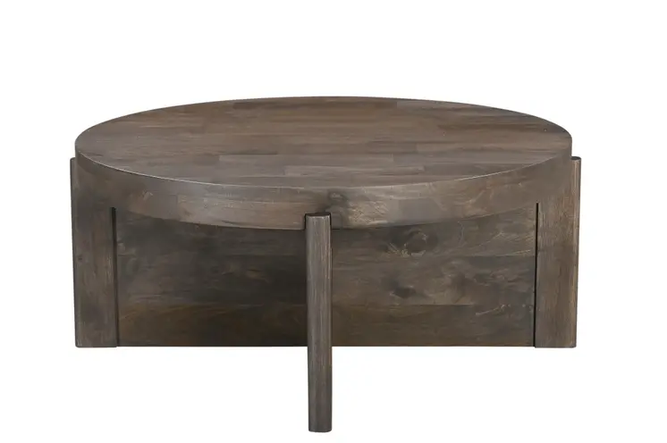 36" Brown Solid Wood Round Cross Legs Coffee Table