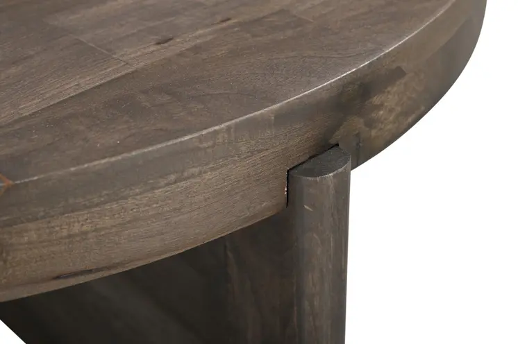 36" Brown Solid Wood Round Cross Legs Coffee Table