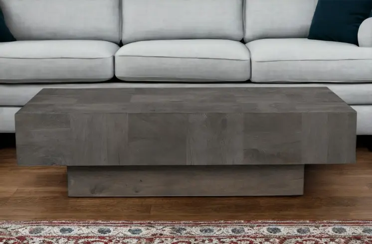 59" Dark Gray Solid Wood Solid Coffee Table