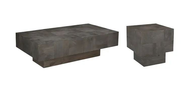 59" Dark Gray Solid Wood Solid Coffee Table