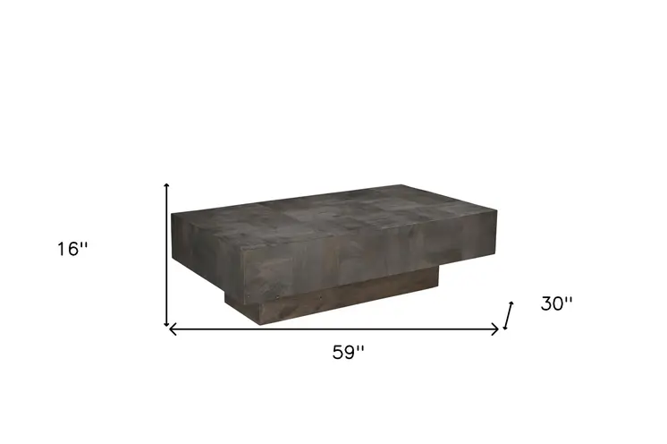 59" Dark Gray Solid Wood Solid Coffee Table