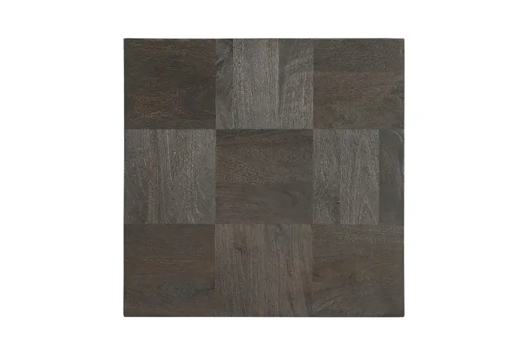 22" Gray Distressed Solid Wood Square Block End Table