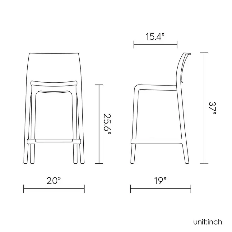 Set of Four 26" White Faux Rattan Heavy Duty Plastic Low Back Outdoor Counter Height Bar Chairs