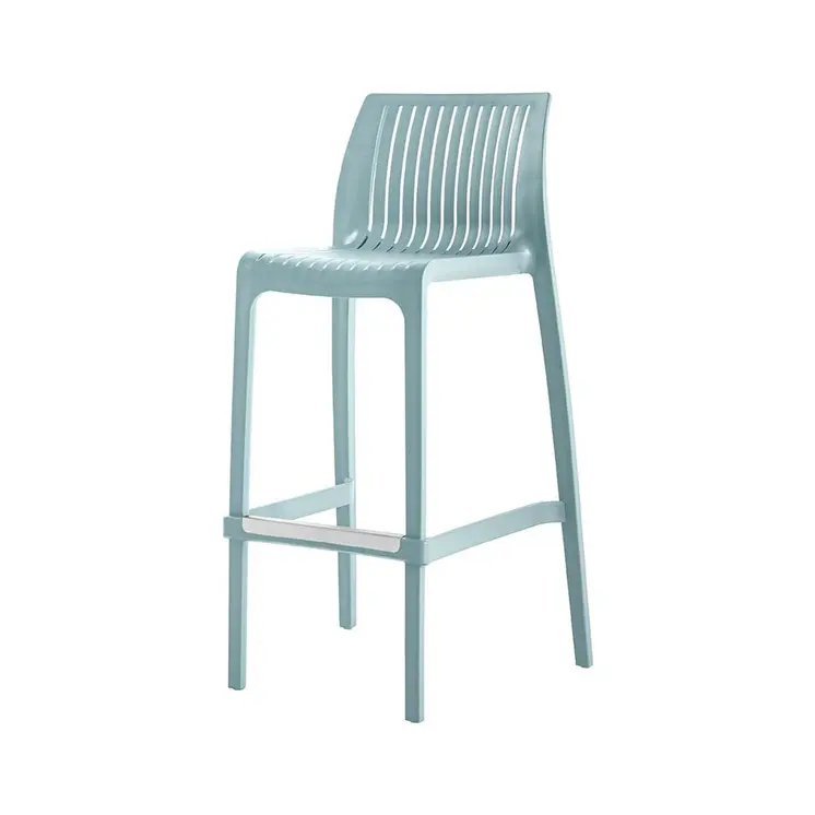 Set of Four 30" Baby Blue Heavy Duty Plastic Low Back Outdoor Bar Height Chairs