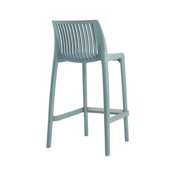 Set of Four 30" Baby Blue Heavy Duty Plastic Low Back Outdoor Bar Height Chairs