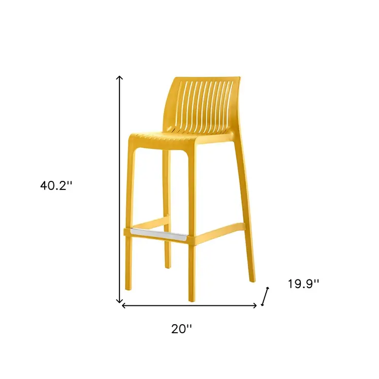 Set of Four 30" Yellow Heavy Duty Plastic Outdoor Bar Height Chairs