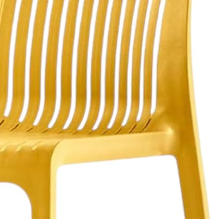 Set of Four 30" Yellow Heavy Duty Plastic Outdoor Bar Height Chairs