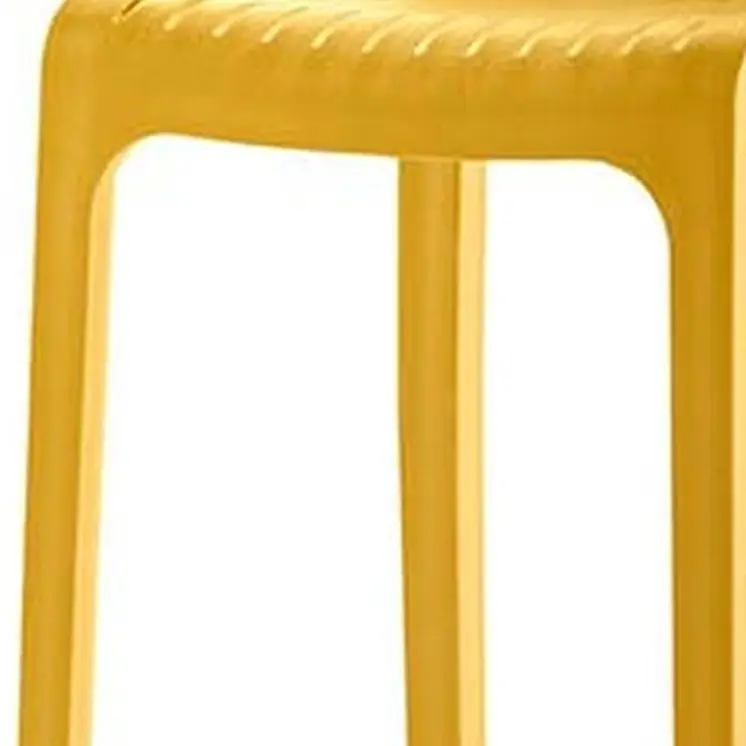 Set of Four 26" Yellow Heavy Duty Plastic Low Back Outdoor Counter Height Bar Chairs