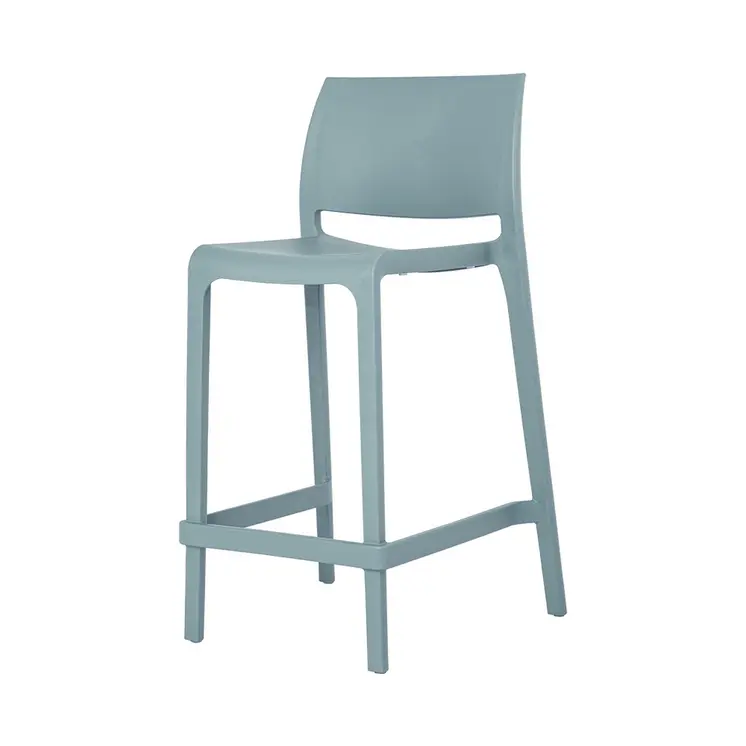 Set of Four 26" Baby Blue Heavy Duty Plastic Low Back Outdoor Counter Height Bar Chairs