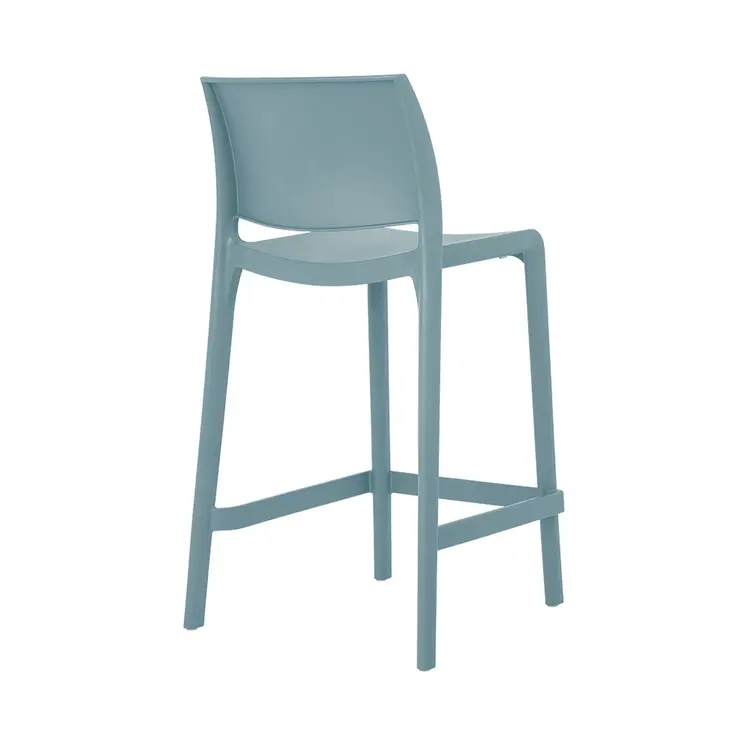 Set of Four 26" Baby Blue Heavy Duty Plastic Low Back Outdoor Counter Height Bar Chairs