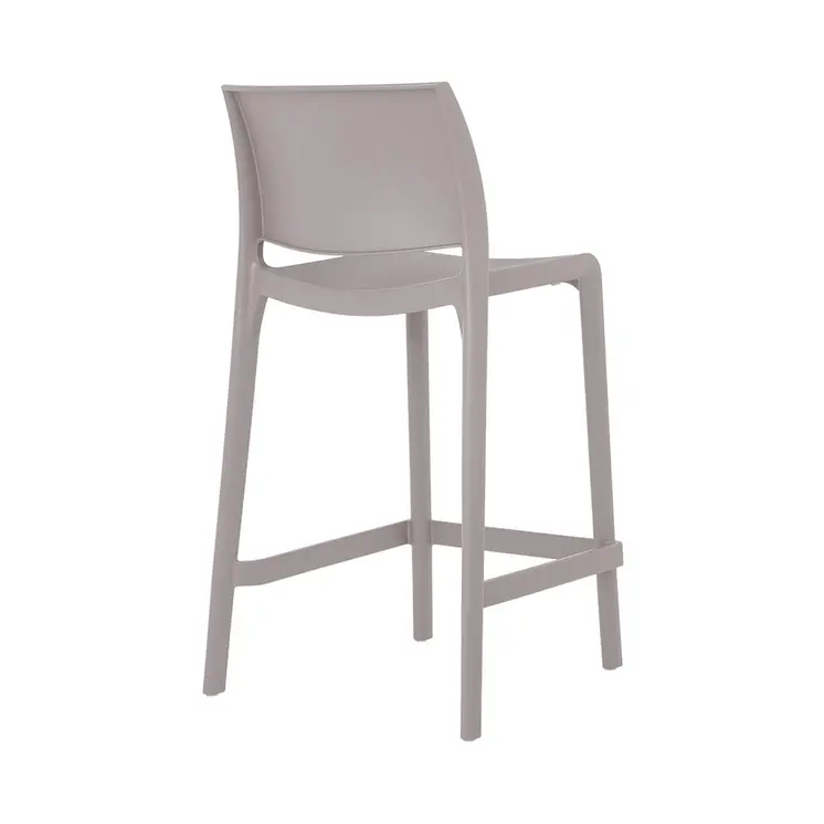 Set of Four 26" Taupe Heavy Duty Plastic Low Back Outdoor Counter Height Bar Chairs