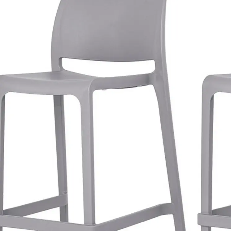 Set of Four 26" Gray Heavy Duty Plastic Low Back Outdoor Counter Height Bar Chairs