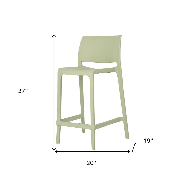Set of Four 26" Green Heavy Duty Plastic Low Back Outdoor Counter Height Bar Chairs