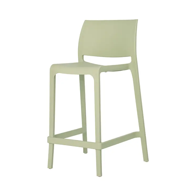 Set of Four 26" Green Heavy Duty Plastic Low Back Outdoor Counter Height Bar Chairs